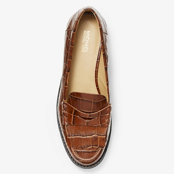 Michael Kors | Alberta Crocodile-Embossed Leather Kiltie Loafer - Picture 3 of 6